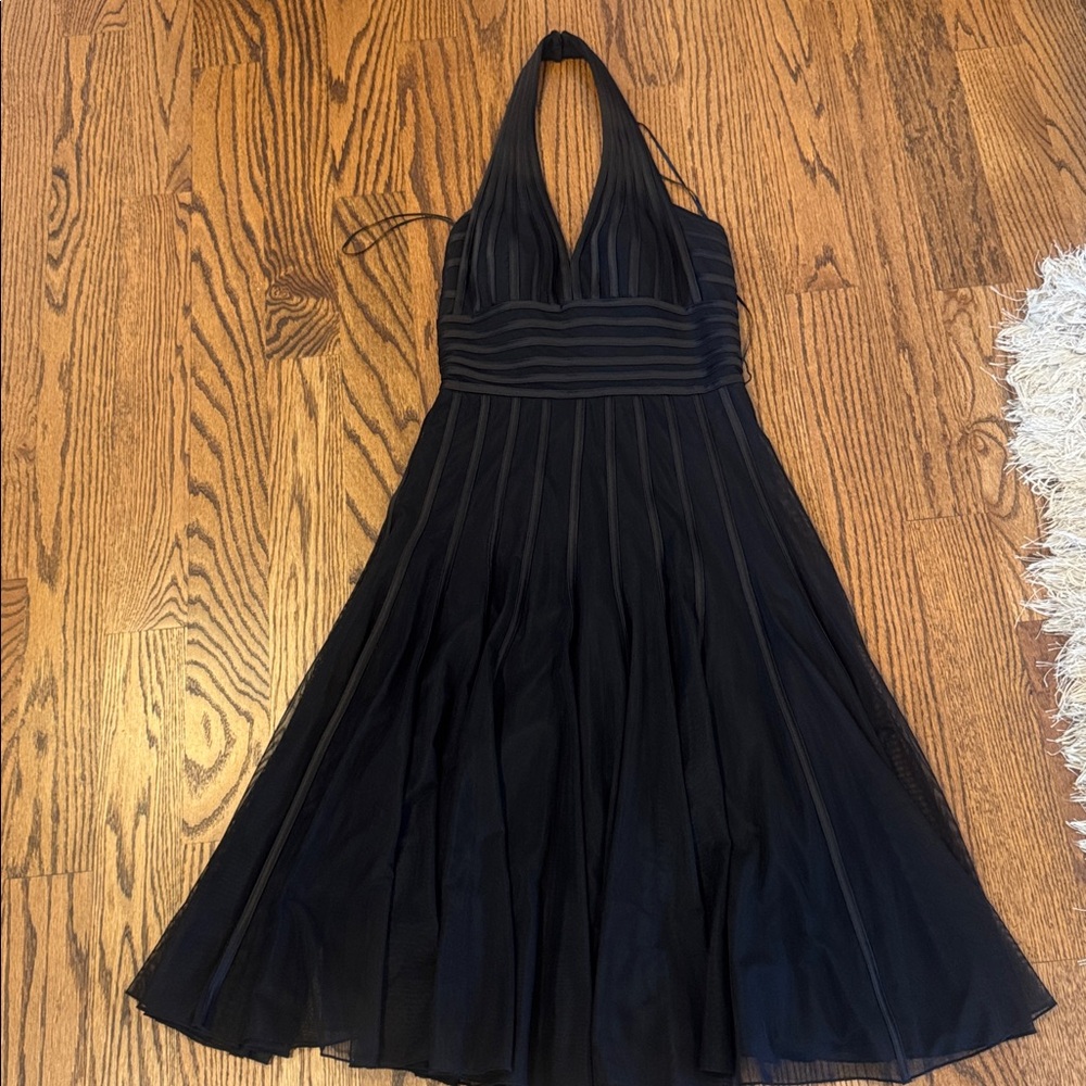 JS Collections Black Dress with Sheer Overlay